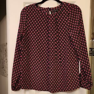 Willi Smith Black and Pink Geometric Blouse